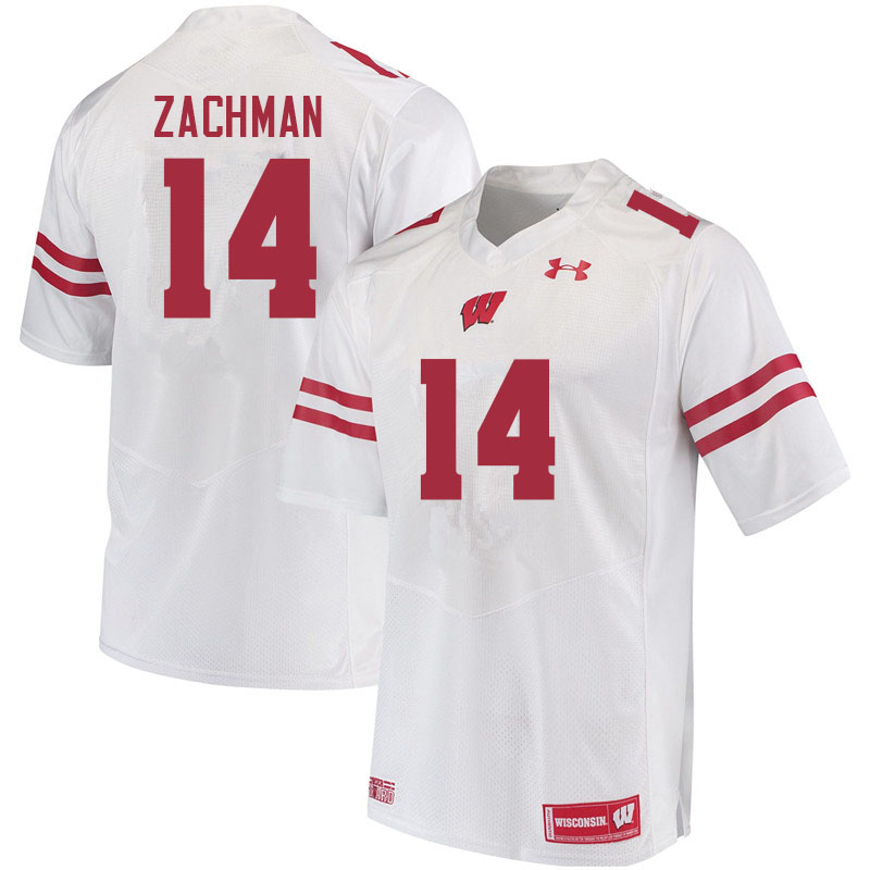 Wisconsin Badgers Men's #14 Preston Zachman NCAA Under Armour Authentic White College Stitched Football Jersey JL40H48FN